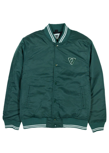 Green jacket with a logo on a white background
