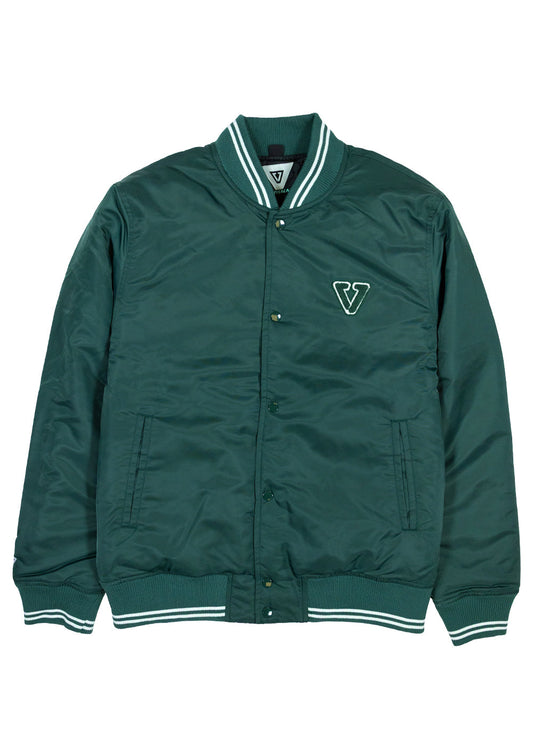 Green jacket with a logo on a white background