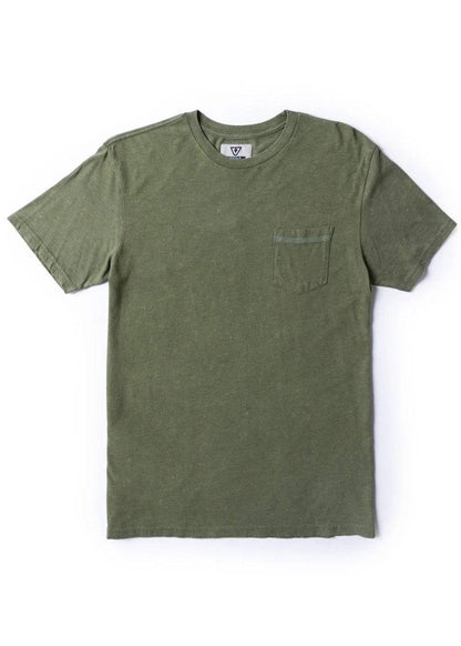Green t-shirt with a pocket on a white background