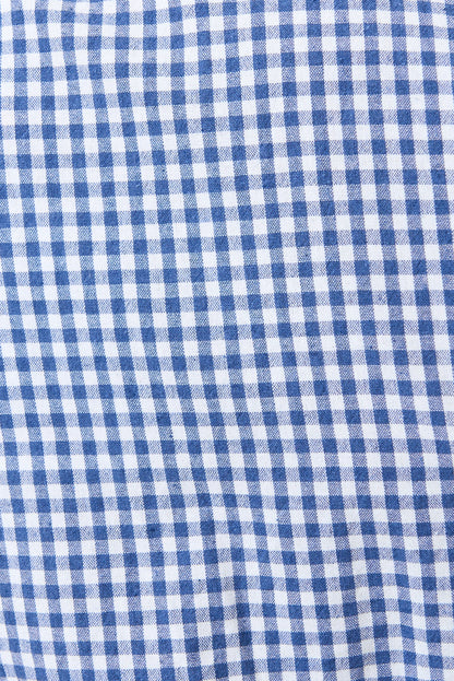 Unity Gingham Ric Rac Trim V-Neck Midi Dress - Blue