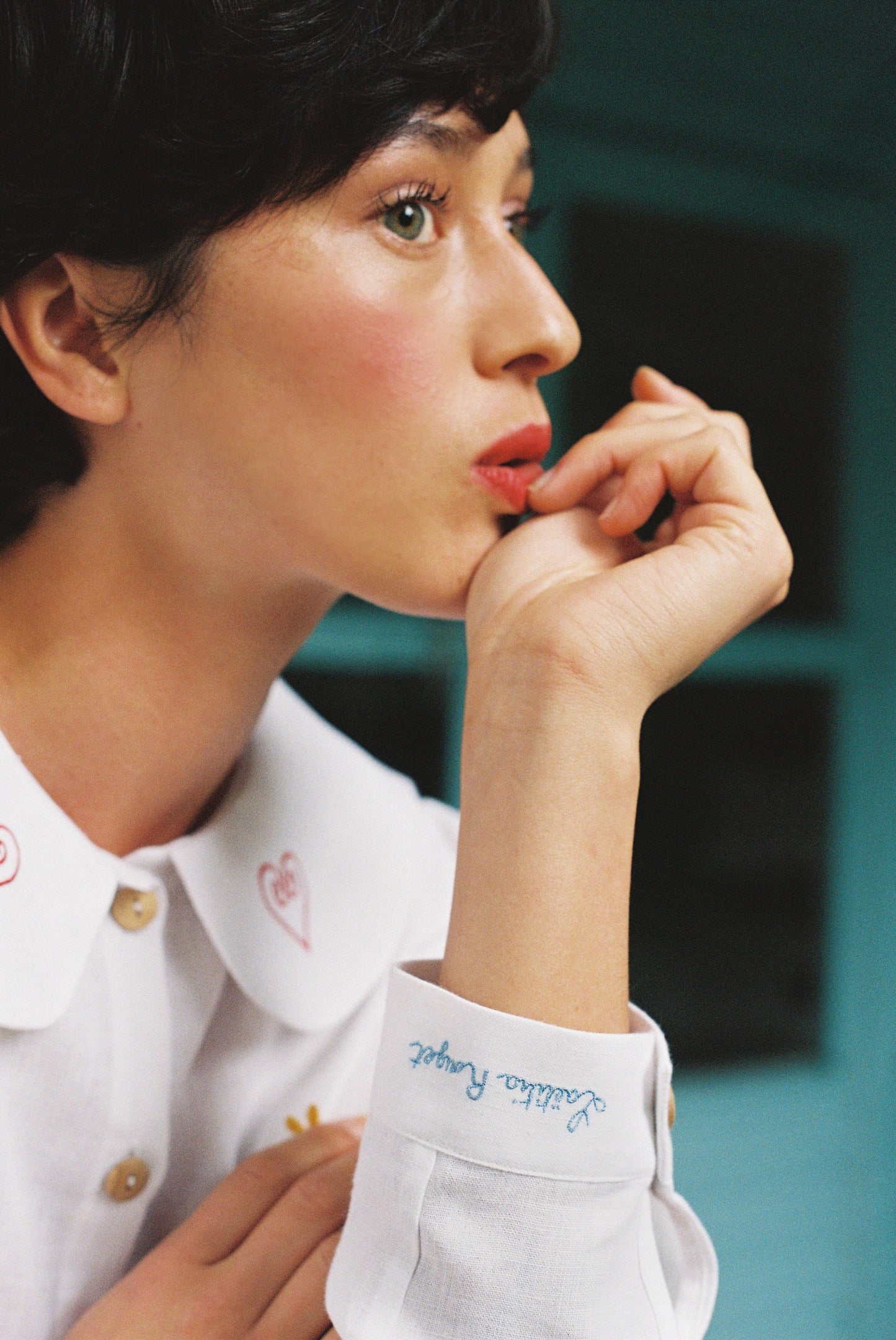 OLALA Embroidered Claudine Linen Blouse - White x Laetitia Rouget