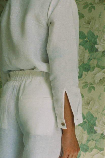Má + Lin Maya Wide-Leg Linen Trousers in White