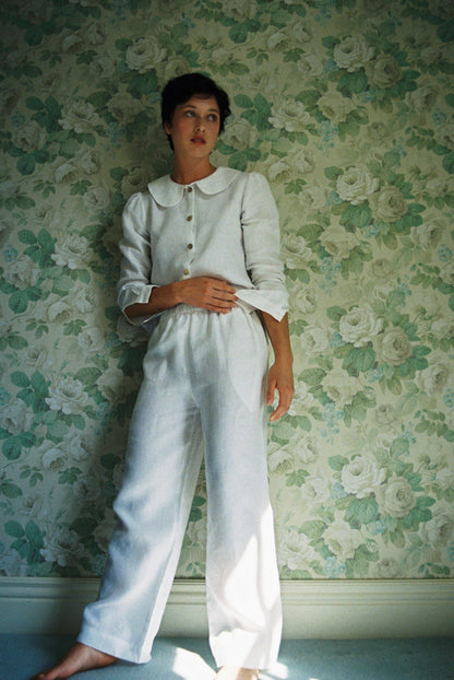 Má + Lin Maya Wide-Leg Linen Trousers in White