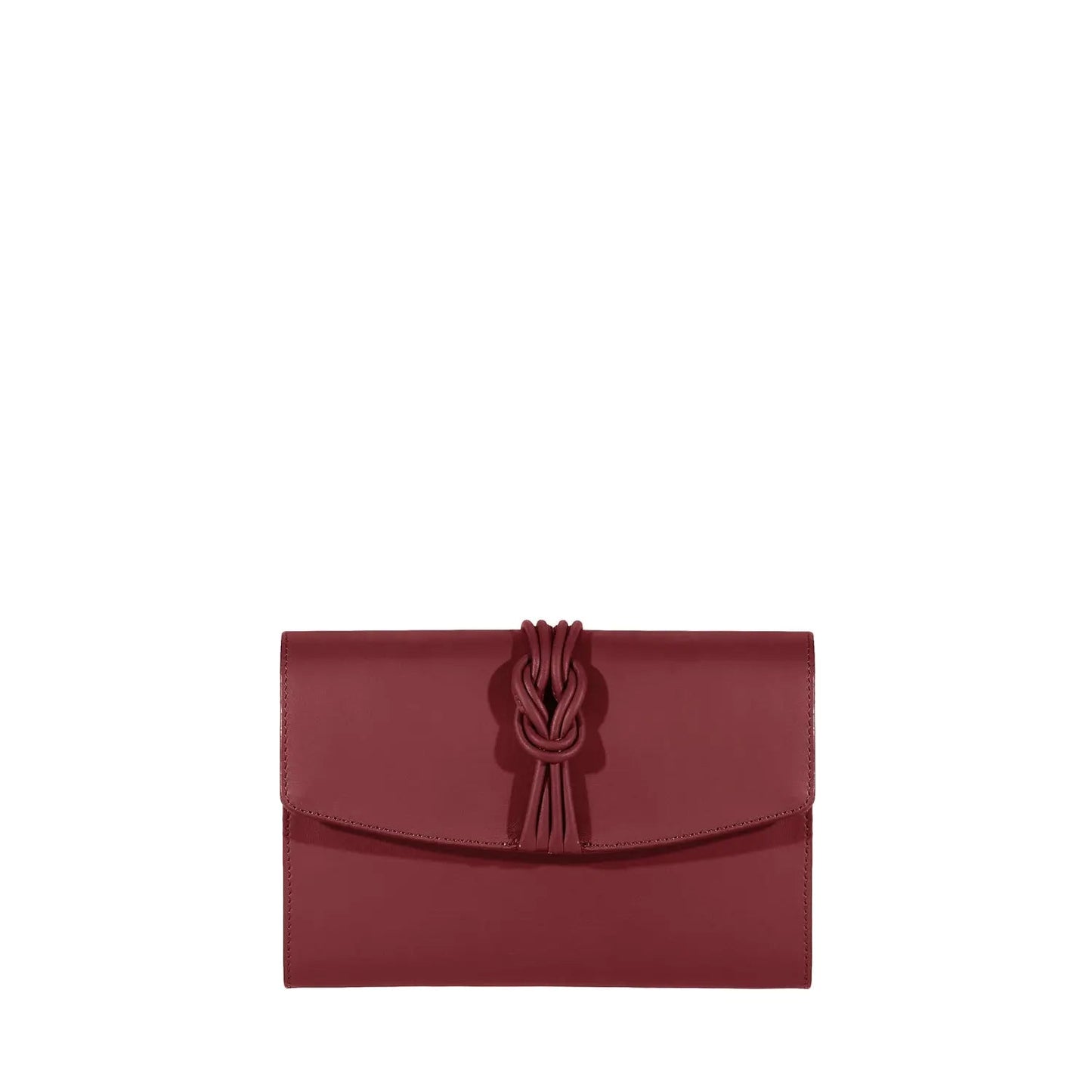 Esin Akan Midi Marylebone Burgundy Leather Clutch Bag