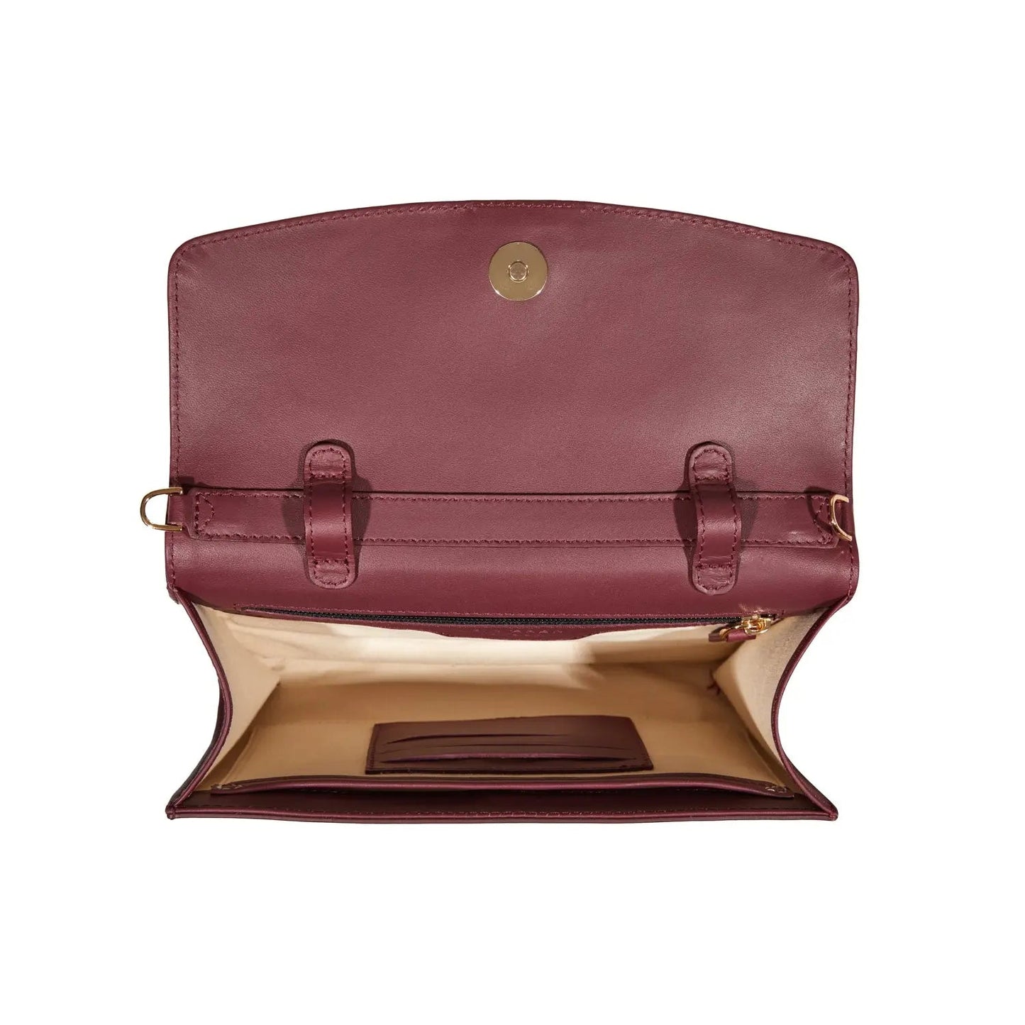 Esin Akan Midi Marylebone Burgundy Leather Clutch Bag