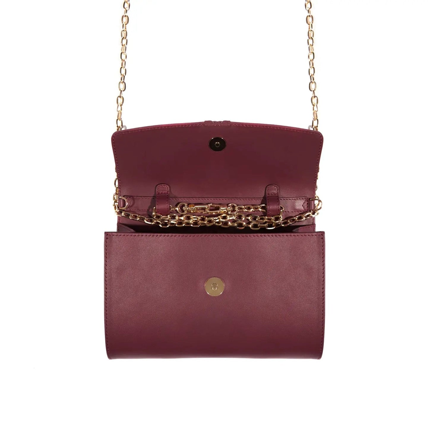 Esin Akan Midi Marylebone Burgundy Leather Clutch Bag
