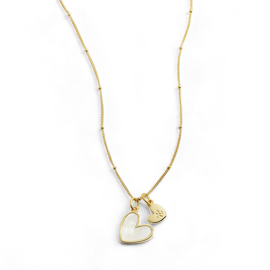 Savaé Design Mother of Pearl Heart Initial Necklace