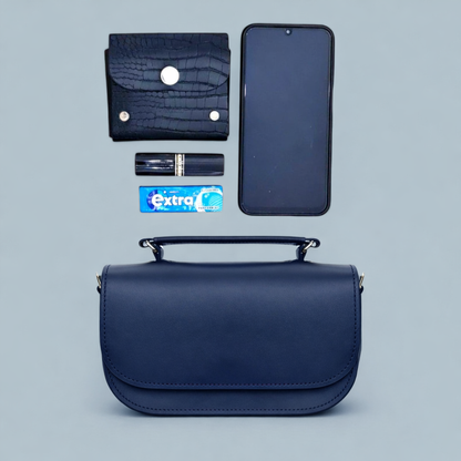 Aura Handmade Leather Bag – Navy Blue