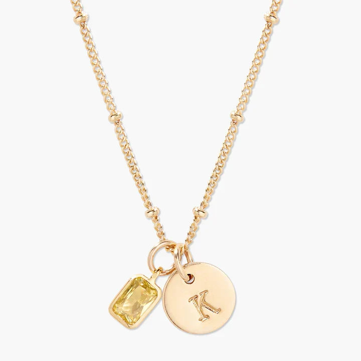 Savaé Design Birthstone Initial Pendant Necklace