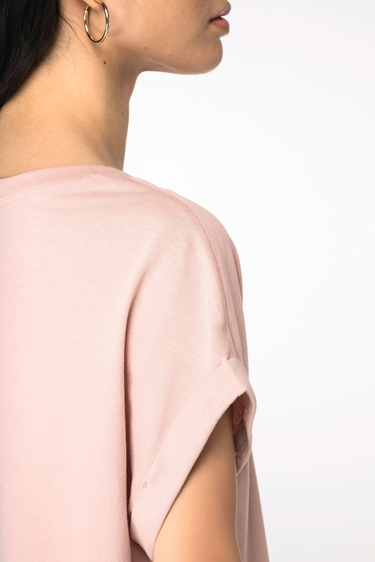 Earth Wardrobe Organic Cotton Loose Fit Roll Sleeve T-Shirt: Womens