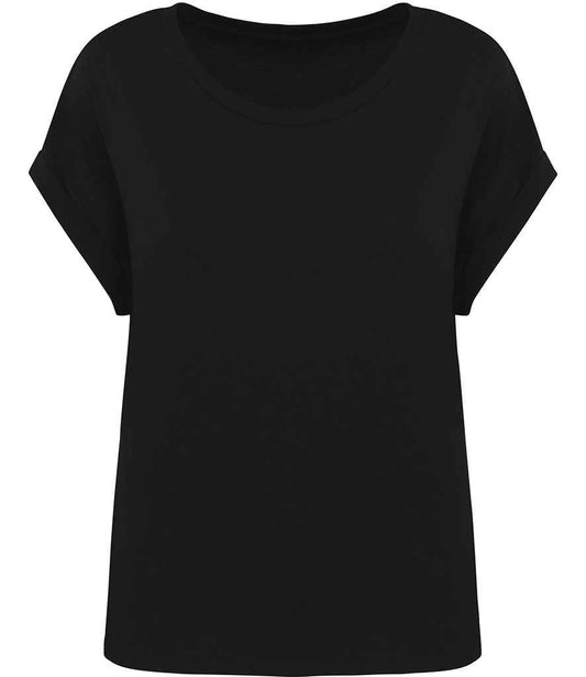Earth Wardrobe Organic Cotton Loose Fit Roll Sleeve T-Shirt: Womens