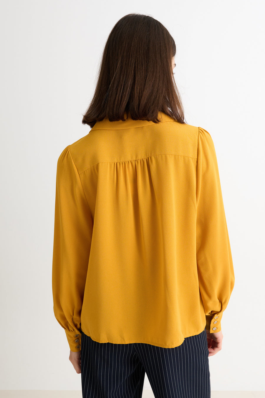 Octavia Crepe Petal Collar Blouse - Mustard