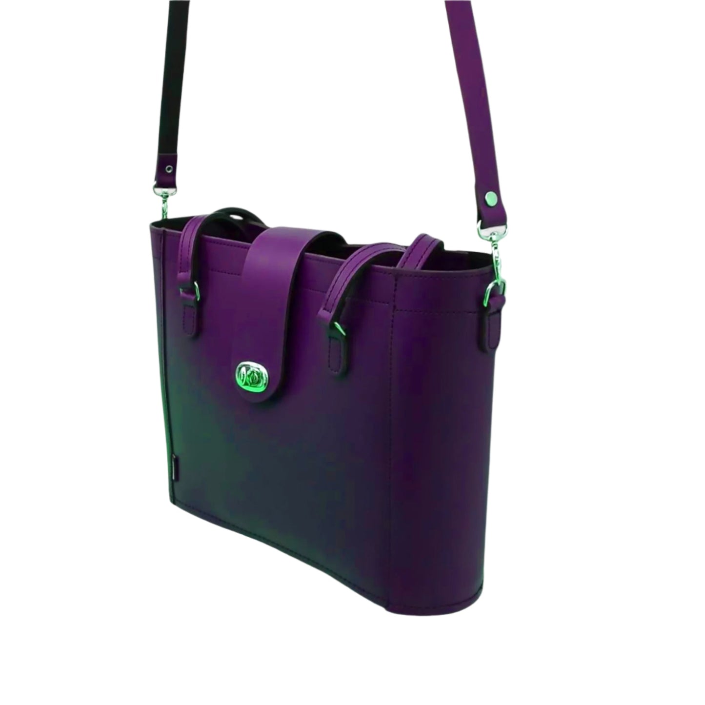 Leather Mini Twist Lock Shopper Bag – Purple