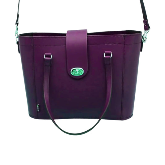 Leather Mini Twist Lock Shopper Bag – Purple