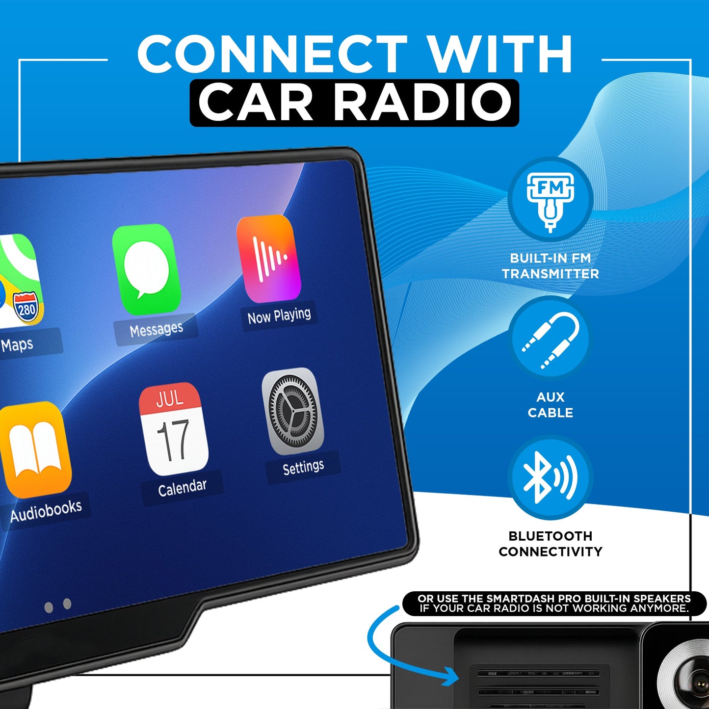 SmartDash™ Pro CarPlay Tablet 2025 - 10.26" Wireless Display with GPS & Dash Cam