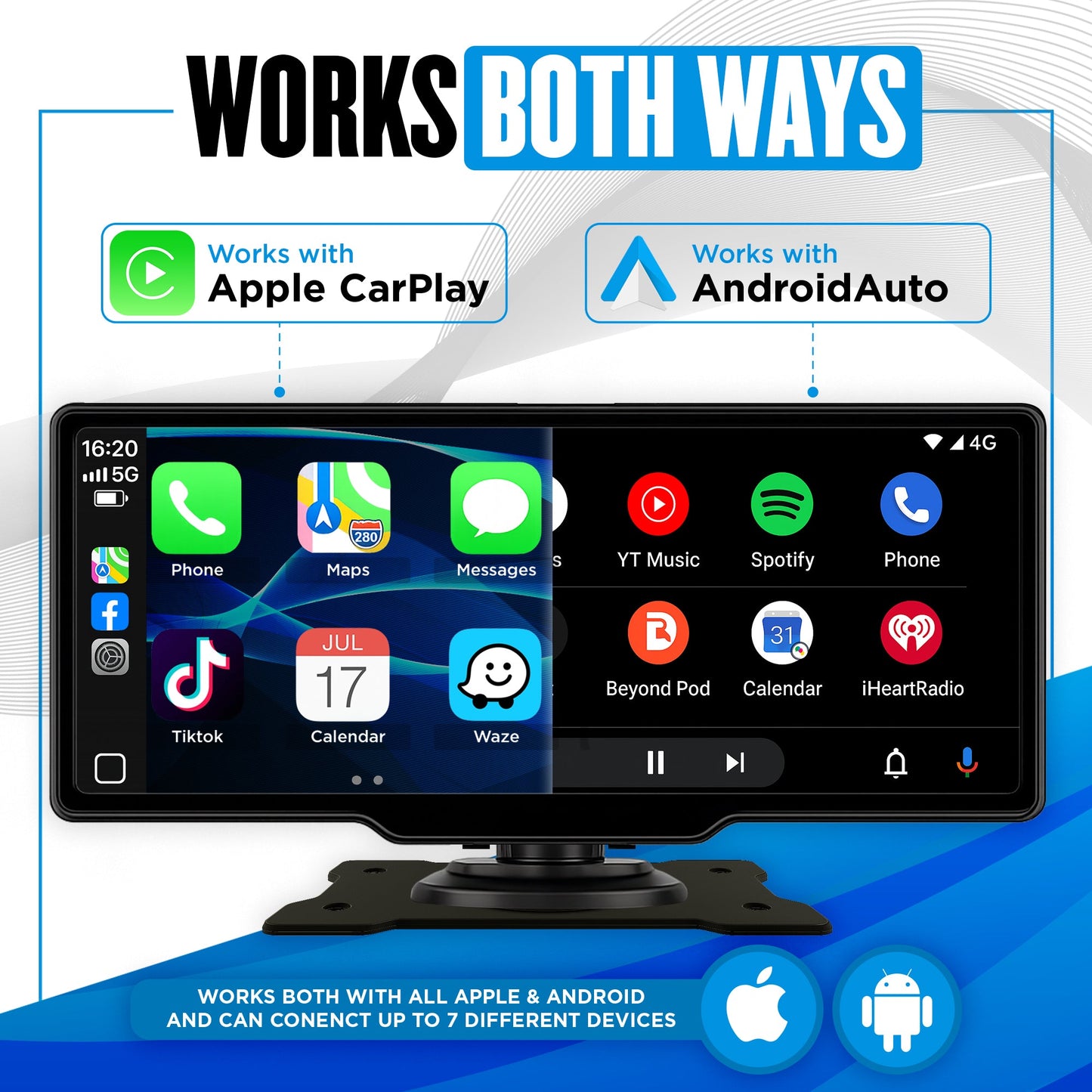 SmartDash™ Pro CarPlay Tablet 2025 - 10.26" Wireless Display with GPS & Dash Cam