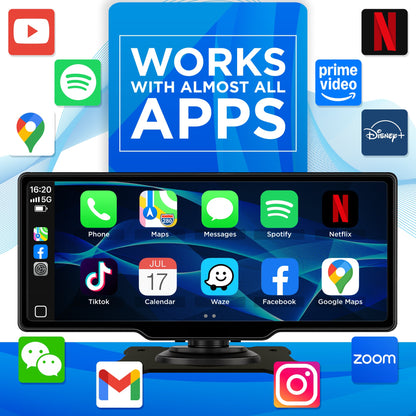 SmartDash™ Pro CarPlay Tablet 2025 - 10.26" Wireless Display with GPS & Dash Cam