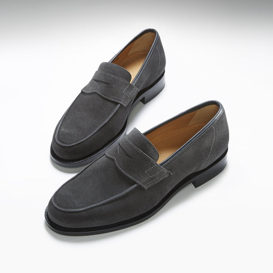 Hugs & Co. Slate Grey Suede Loafers with Goodyear Welted Leather Sole
