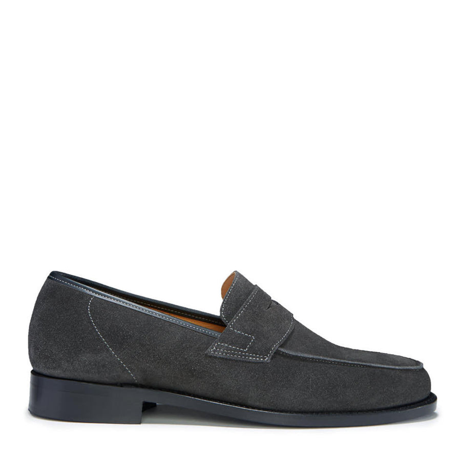 Hugs & Co. Slate Grey Suede Loafers with Goodyear Welted Leather Sole