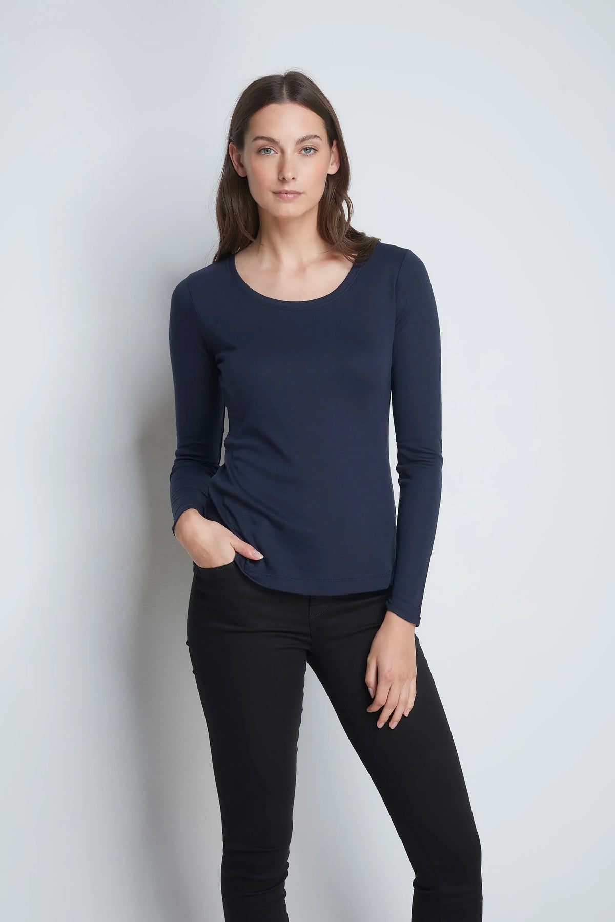 Lavender Hill Clothing Long Sleeve Cotton Modal Scoop Neck T-Shirt