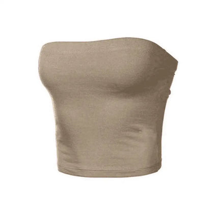 Women's Mini Bustier Tube Top - Strapless Elastic Crop - Bascora