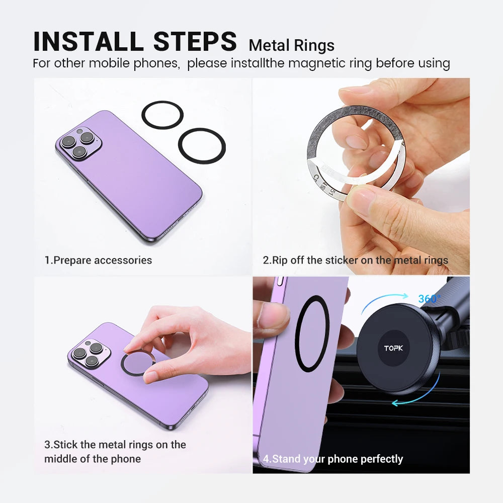 Mag-Safe Car Phone Holder | Magnetic Phone Car Mount for Windshield and Dashboard