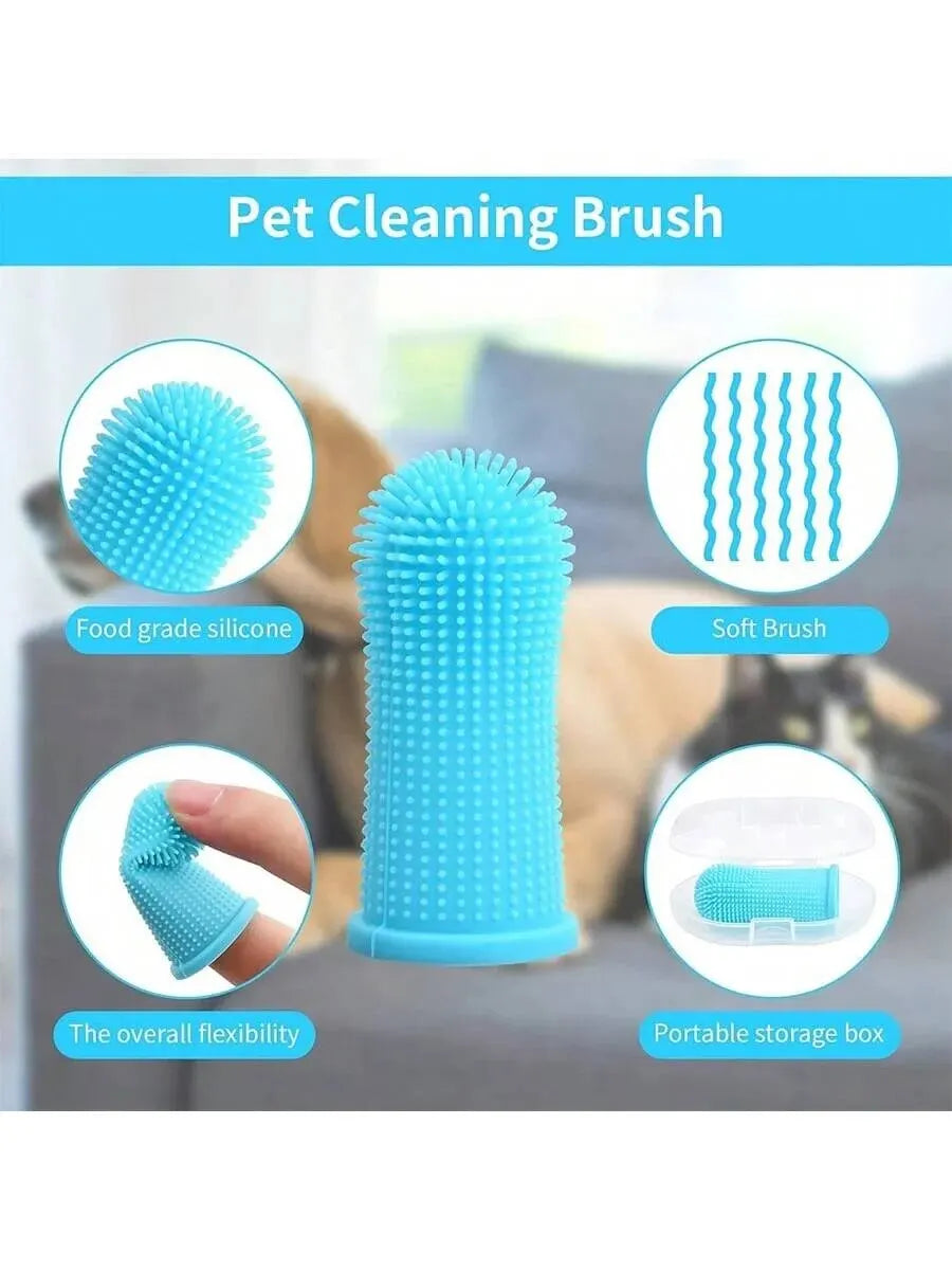 Brosse à dents pour animaux de compagnie - Poils en silicone pour chats et chiens