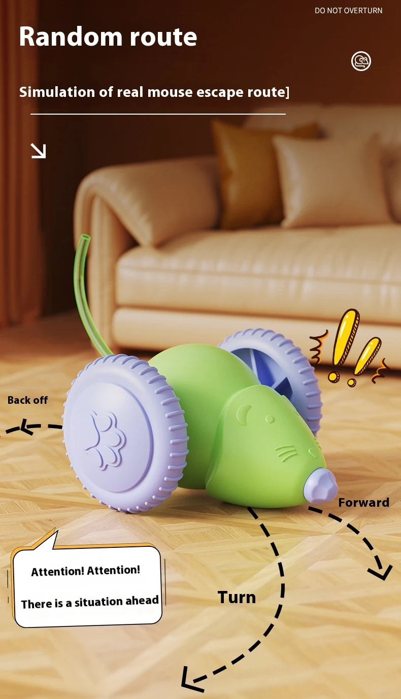 Juguete interactivo para gatos con forma de ratón eléctrico (recargable y con función antiobstáculos)