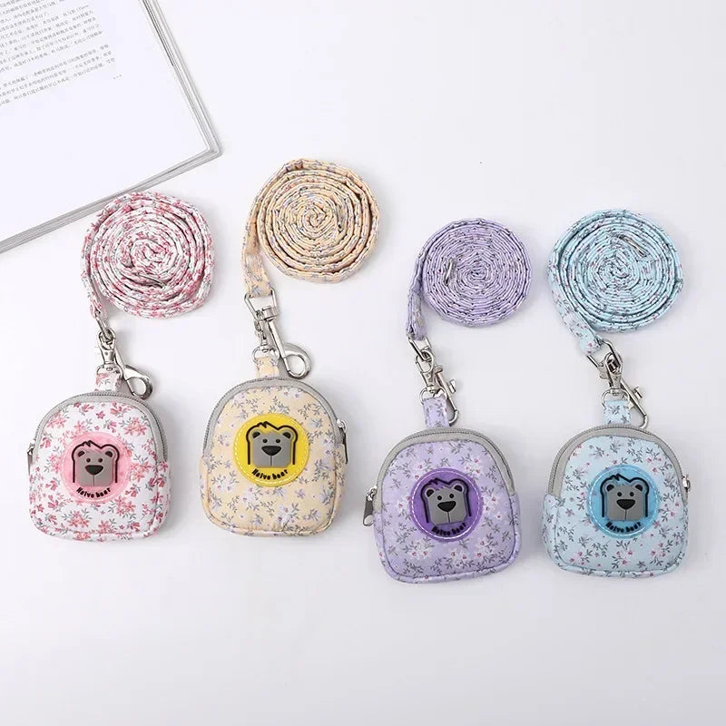 Pet Chest Harness Leash Set - Floral Backpack