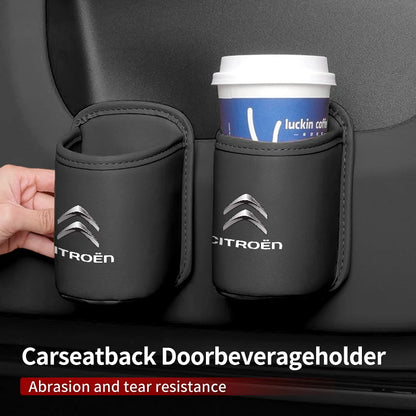 Car Door Water Cup Holder - Premium Leather - Bascora