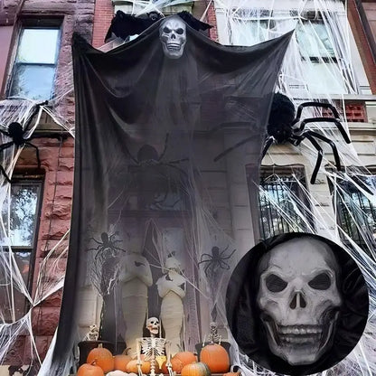 Halloween Hanging Ghost Mask Door Curtain - Haunted House Decor - Bascora