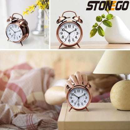 Vintage Twin Bell Alarm Clock - Loud Metal Desk Clock with Backlight