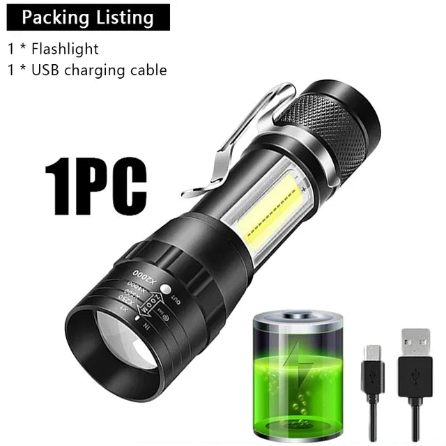 Mini lampe de poche rechargeable USB - Compacte et zoomable