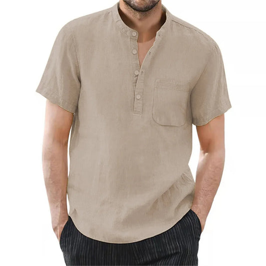 Men's Cotton Linen T-Shirt - Breathable Summer Casual Wear