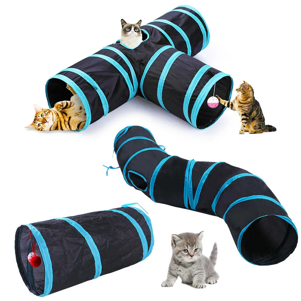 Túnel plegable para gatos - Diversión en interiores