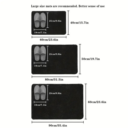 Black slippers with measurements on a white background