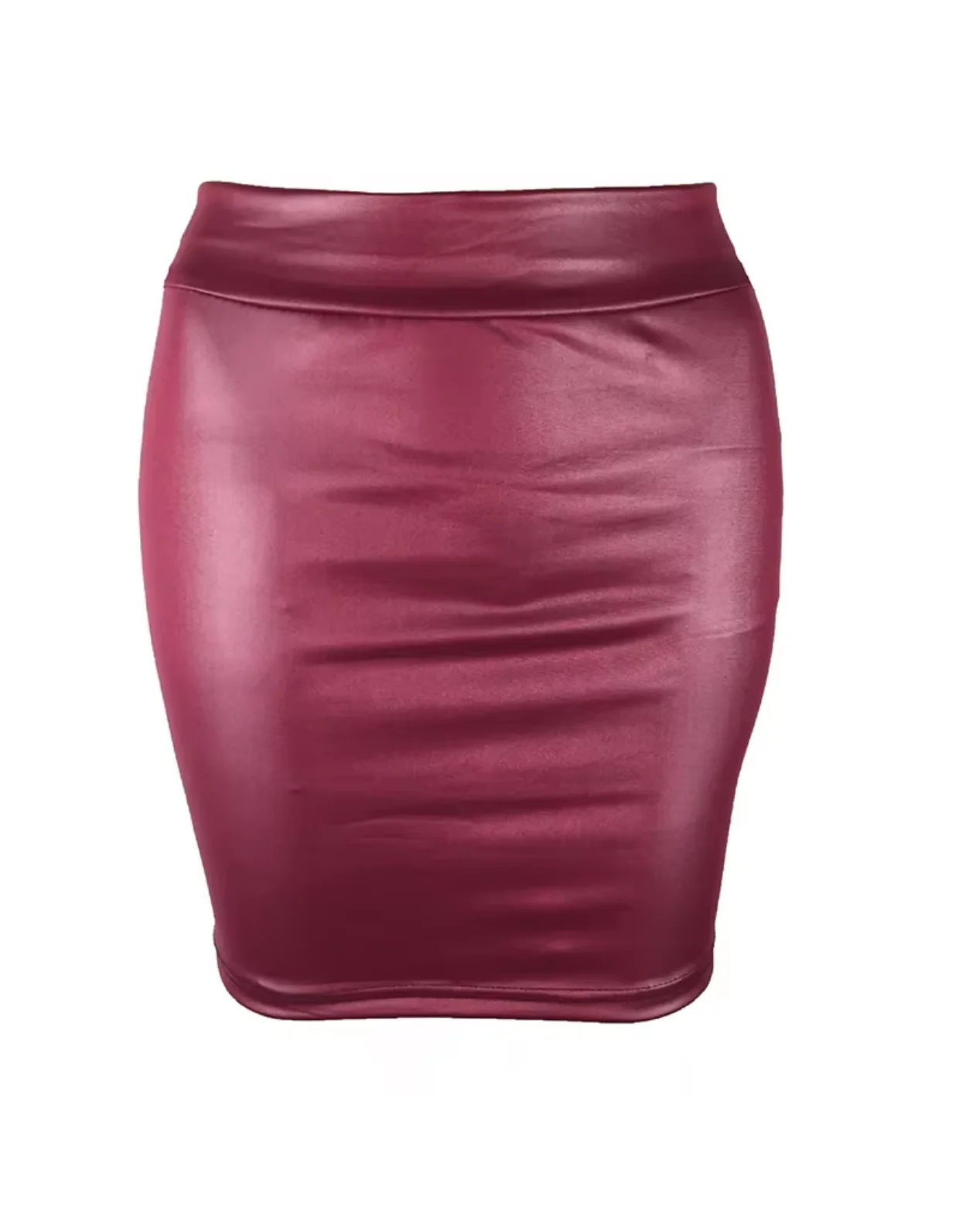 Leather Look Mini Skirt - High Waist PU Fashion Skirt