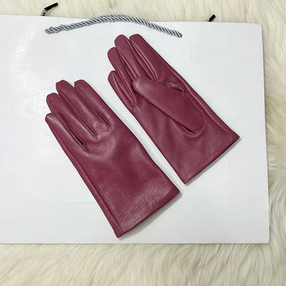 Guantes elegantes de piel de cordero con forro fino para mujer - Piel de oveja auténtica