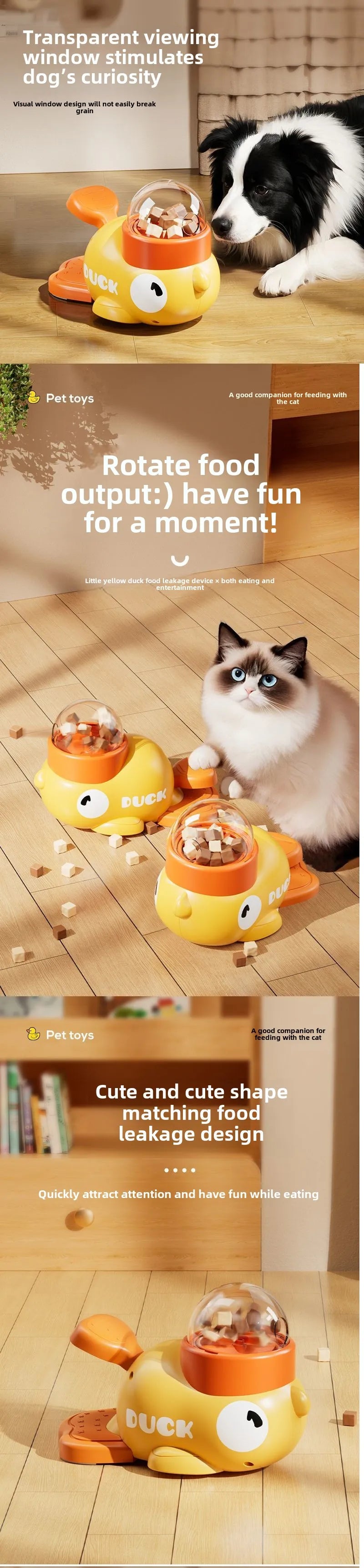 Pet Snack Feeder - Cartoon Duck Design Training Dispenser