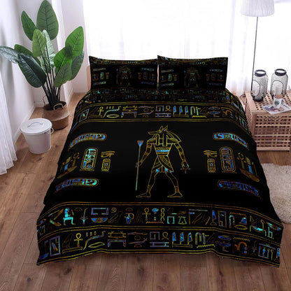 Egyptian Hieroglyphs & Deities Duvet Cover Set