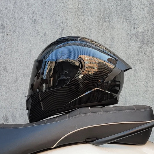Full Face Racing Motorcycle Helmet - Winter Warm Double Visor