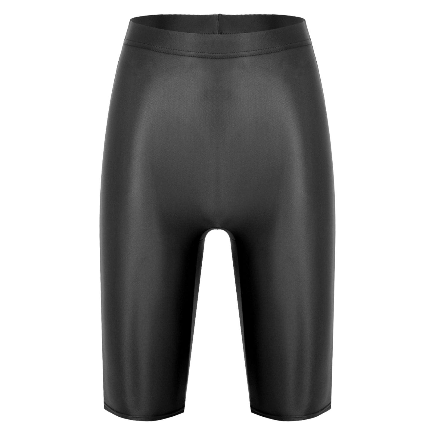 Women's High Waist Swim Shorts - Glossy Athletic Leggings Swimwear