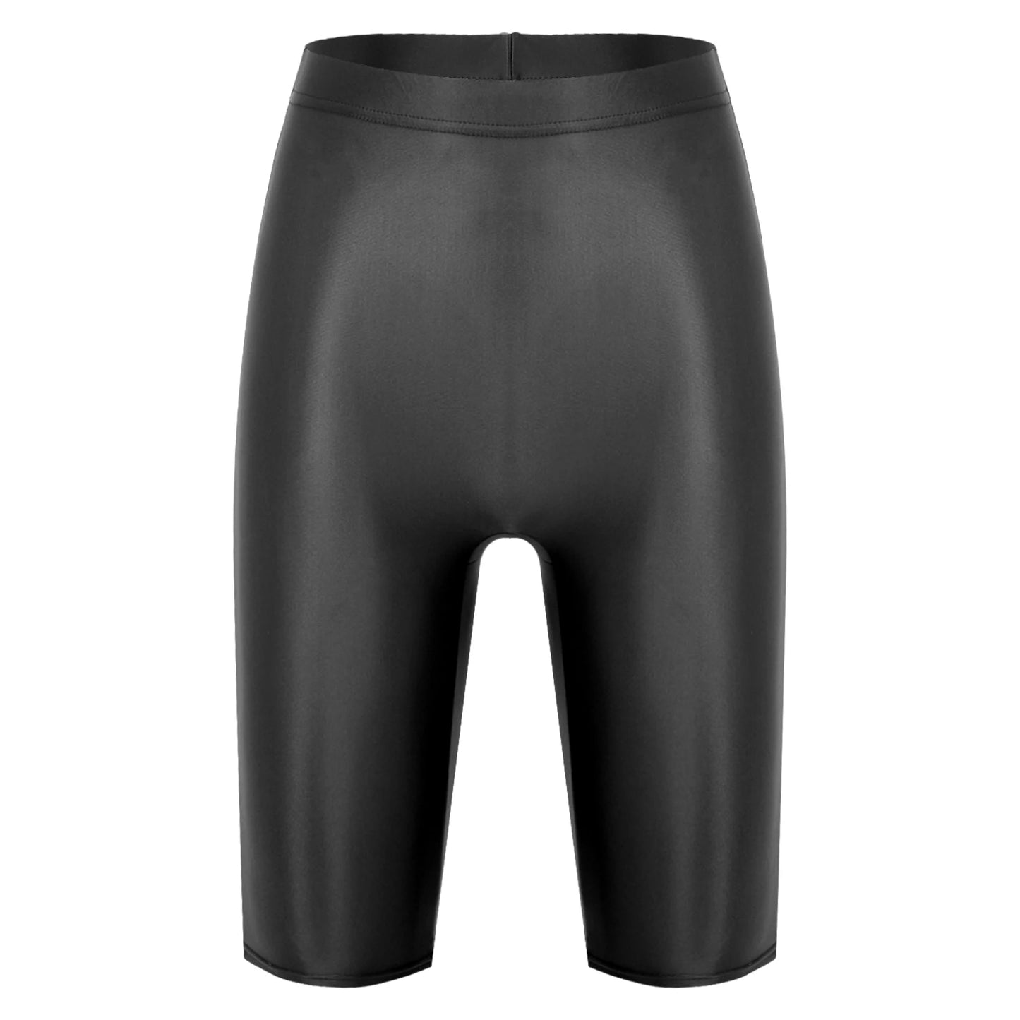 Women's High Waist Swim Shorts - Glossy Athletic Leggings Swimwear
