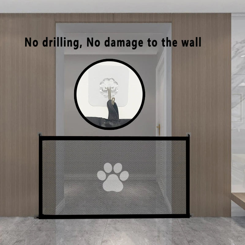 Dog Gate for Stairs - Indoor Pet Safety Barrier with 4 Hooks