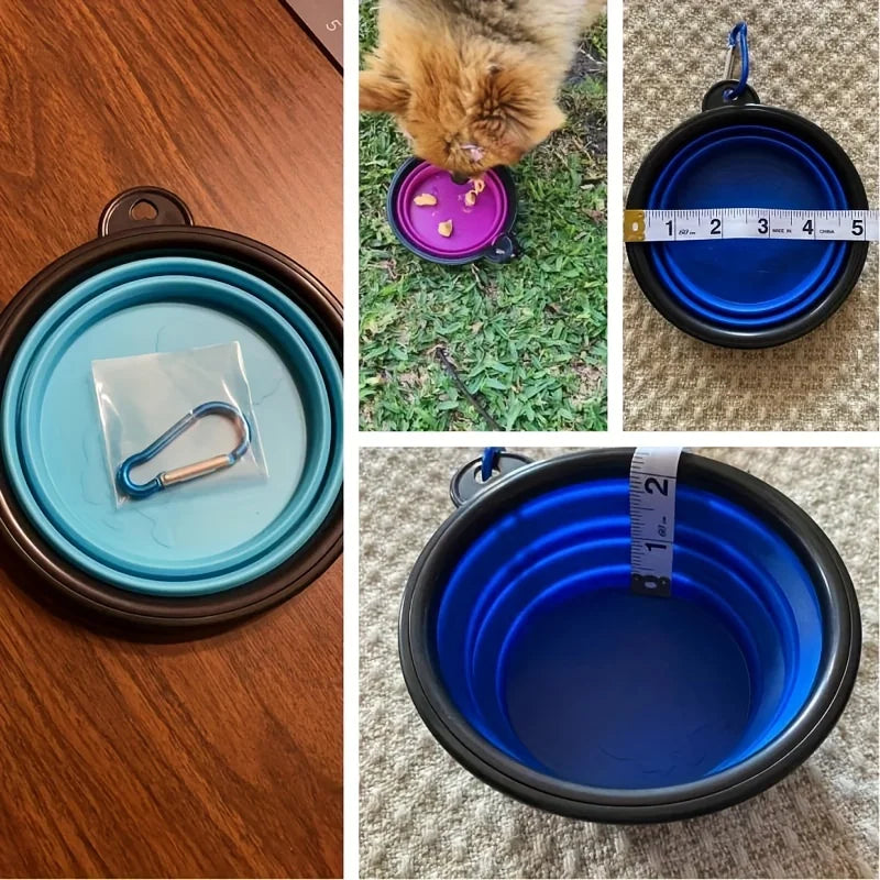 Comedero plegable portátil para mascotas - Comedero y bebedero de silicona para viajes