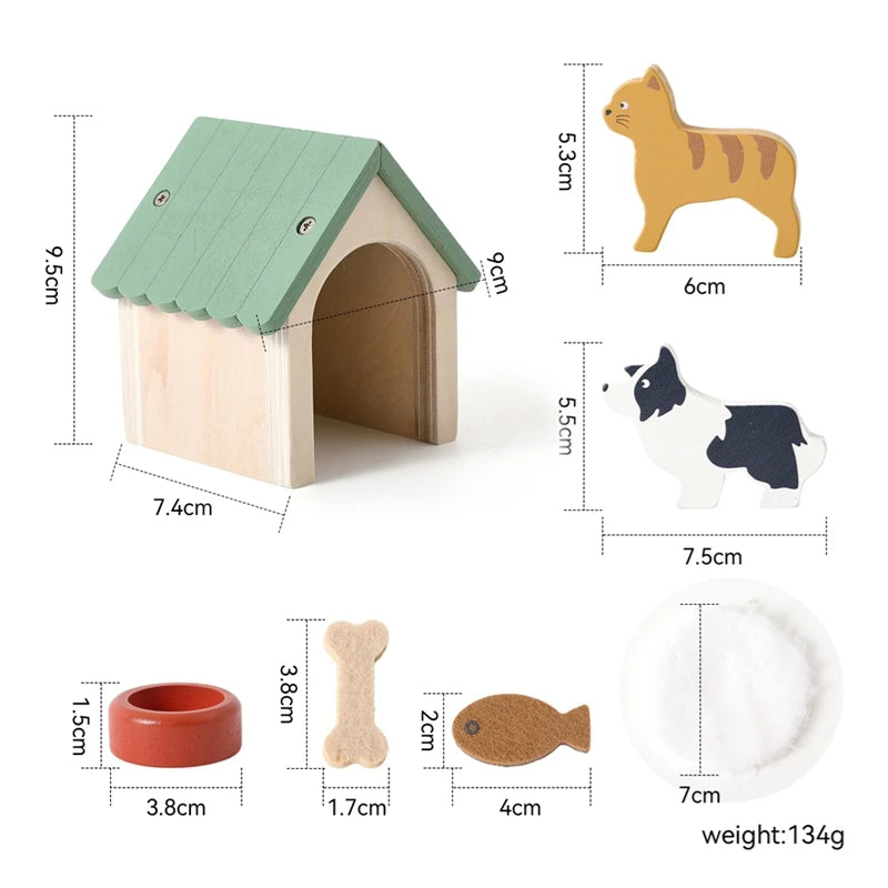 Dollhouse Pet Set - Toy House Accessories for Creative Play