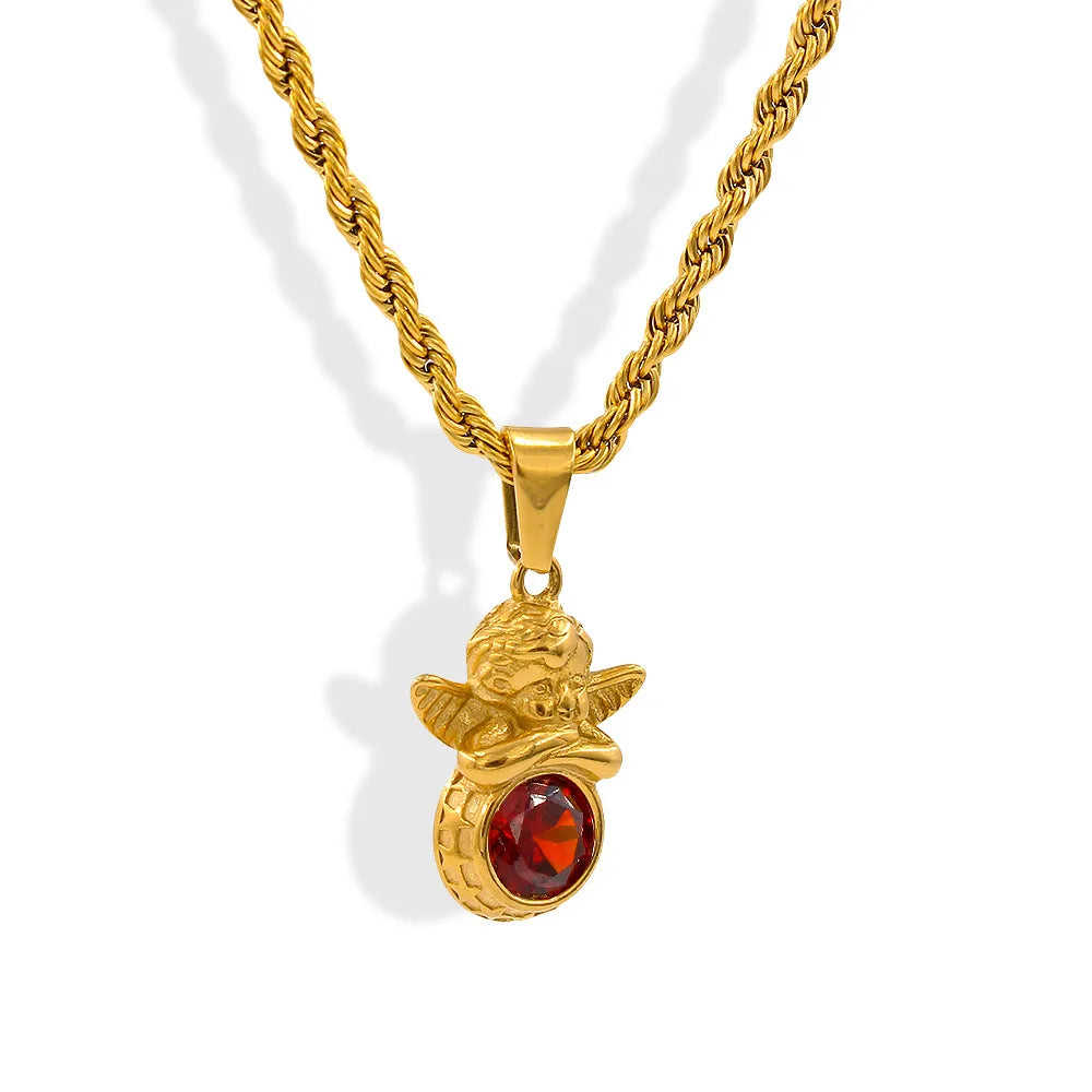 Savaé Design Dainty Angel Birthstone Necklace
