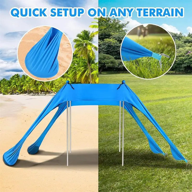 Toldo de playa - Tienda de sombra resistente al viento y con protección UPF50+