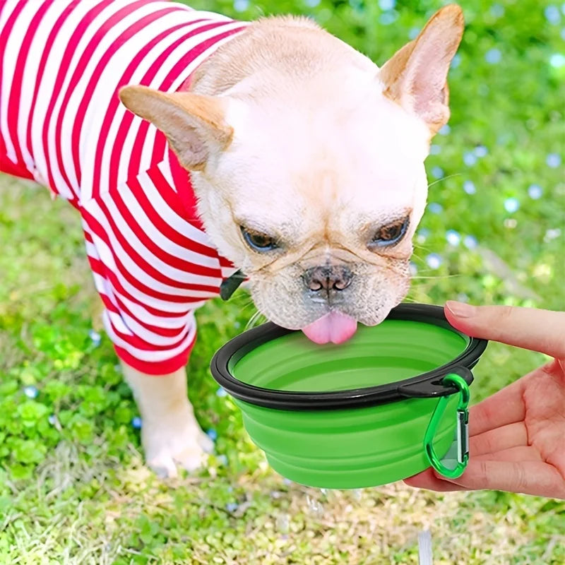 Comedero plegable portátil para mascotas - Comedero y bebedero de silicona para viajes