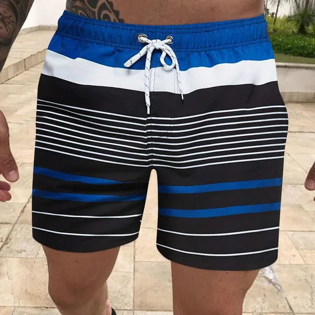 Bañador de rayas para hombre - Bañador de surf con contraste de color